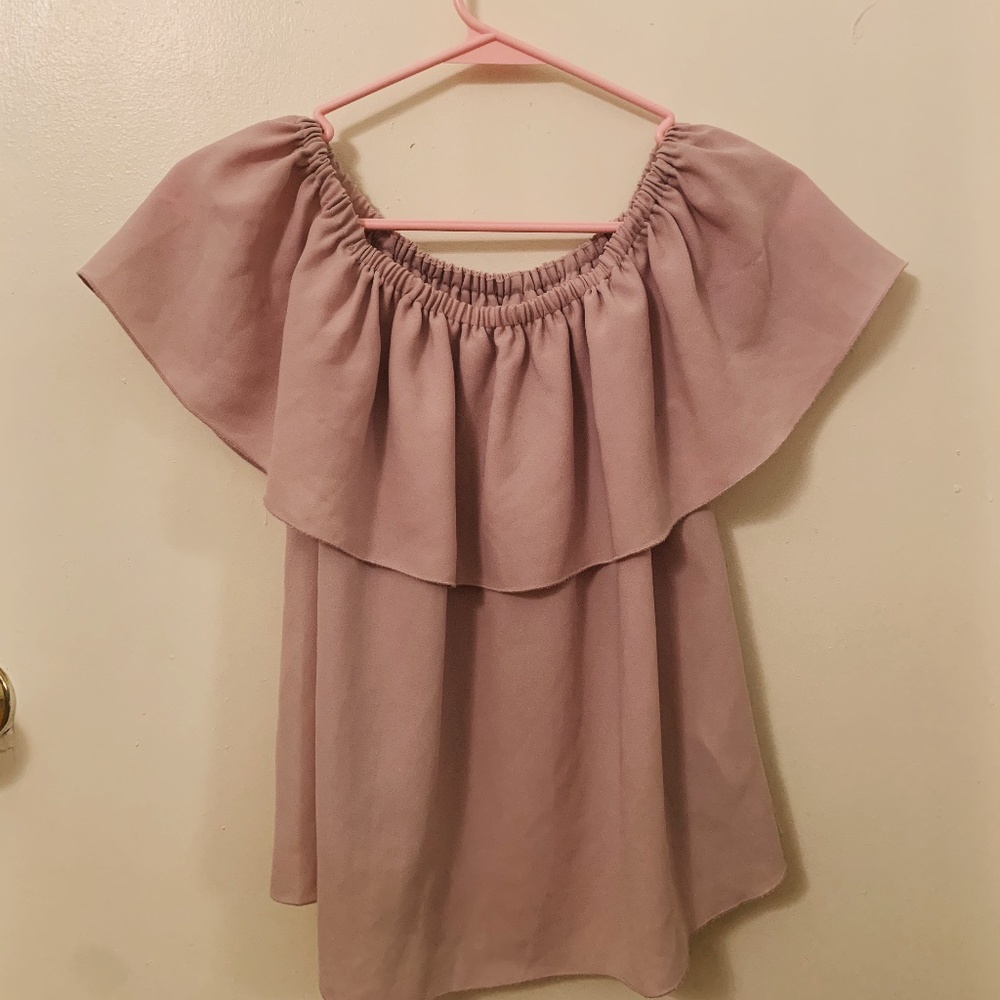 Aritzia Wilfred Off Shoulder silk blouse (BLUSH)